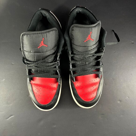 Nike Air Jordan 1 Low Black/Red/White Sneakers Size 7Y Basketball Shoes - Picture 6 of 7